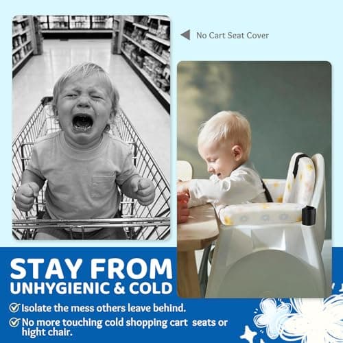Portable Baby Shopping Cart Seat, High Chair Cover for Outdoor, One-Hand Installation Cart Seat Cover, Comfortable and Supportive Foam-Padded, Grocery Cart Baby Seat – Floral