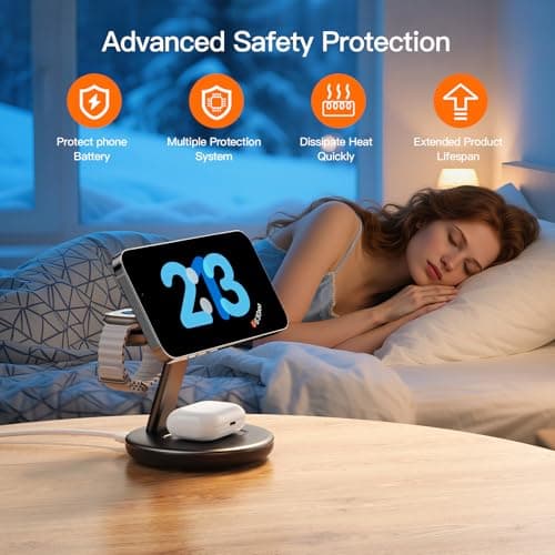 for Apple Watch 5W Fast Charger,15W • Silent •Not hot,3in1 Wireless Charging Station, Apple Mag-Safe Charger Stand,Fast Magnetic Wireless Charger Station for iPhone17-12 Series,Apple Watch Airpods — view 3