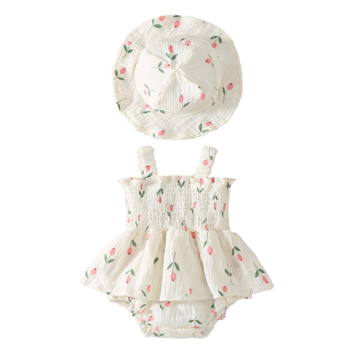 Vestidos Bebé Niña Ropa de Verano Floral Bohemios Vestido de Algodón y Lino con Gorro para Recién Nacidos Conjuntos para Bebés Sesiones de Fotos