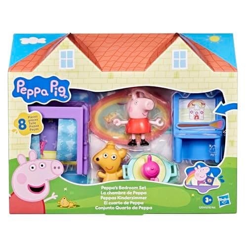 Peppa Pig Peppa's Bedroom Set with 1 Figure and 7 Accessories, Works with Peppa's Big Family House Playset, Preschool Toys for Girls and Boys 3+