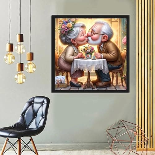 Elderly Couple Paint by Numbers Kit for Adults,Love DIY Peinture a Numero on Canvas, Color by Numbers,Large Adult Paint by Number for Gifts,Home Wall Decor