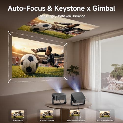 [2000 ANSI/Auto Focus & Keystone/Built-in APP] 4K Outdoor Projector with Wifi and Bluetooth, Smart Portable Projector Compatible with Netflix/YouTube & Dolby, Home Theater Projector with HDR10+ — view 3