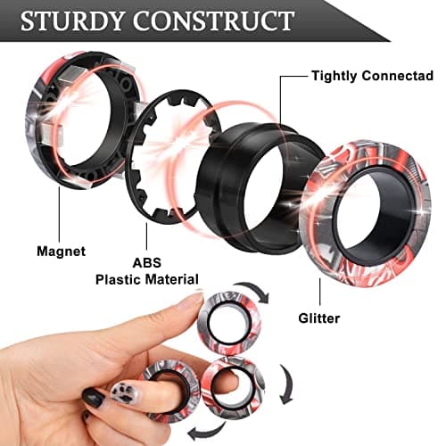 Cevioce Magnetic Ring - Fidget Toys Adults Set,3 PCS Fidget Rings Spinner Toys Teens,Easter Basket Stuffers Fun Spin Ring for ADHD Anxiety Stress Relief,Birthday Gifts for 3-8-12+Year Old Boys Kids