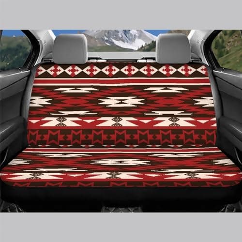 WELLFLYHOM Aztec Tribal Pattern Rear Bench Seat Cover for Cars Truck SUV Universal Car Seat Covers Navajo Car Accessories Back Seat Backrest Protector Set of 2
