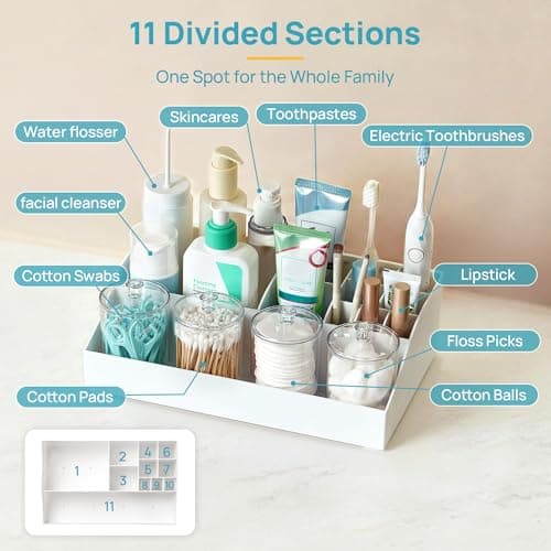 Vtopmart 5 PCS Bathroom Countertop Organizer Sets, White — view 4