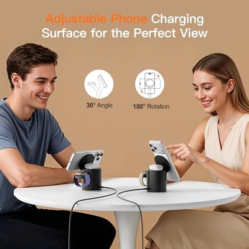 Foldable 3in1 Magnetic Wireless Charger,15W • Silent • Travel Ready, for iPhone17-12, Fast Charging Station for Apple Watch AirPods, Portable MagSafe Charger with Stand Mode for Travel & Desk — view 2