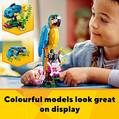 LEGO Creator 3 in 1 Exotic Parrot Building Toy Set, Transforms to 3 Different Animal Figures - from Colorful Parrot, to Swimming Fish, to Cute Frog, Creative Toys for Kids Ages 7 and Up, 31136 — view 2