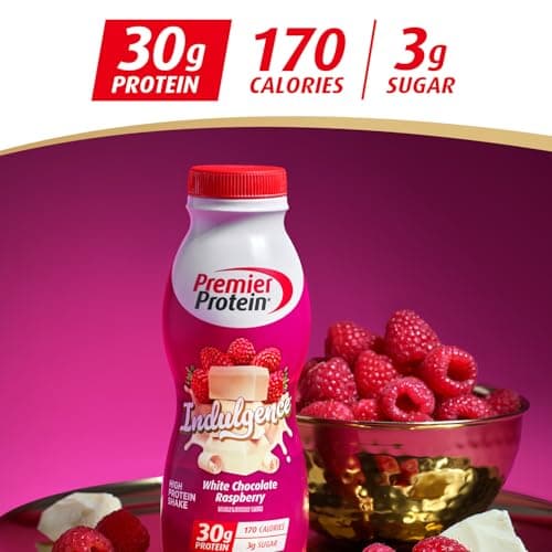 Premier Protein Shake INDULGENCE, White Chocolate Raspberry, 30g Protein, 170 Calories, 3g Sugar, 11.5 fl oz, 12 Pack (Packaging May Vary) — view 4