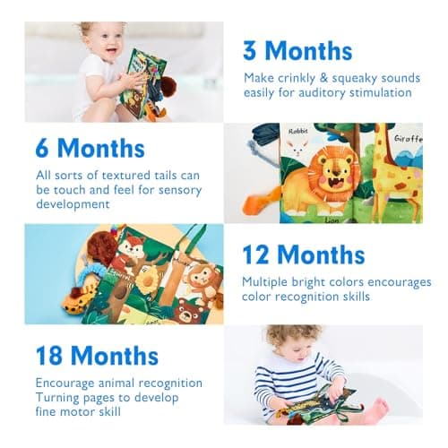 hahaland Baby Books 0-6 Months,Infant Tummy Time Toy Sensory Toys 6 to 12 Months Touch Feel Book Travel Toy Gifts for Boy Girl 0-3 Month Baby Shower Birthday Easter Basket Stuffers (Single) — view 3
