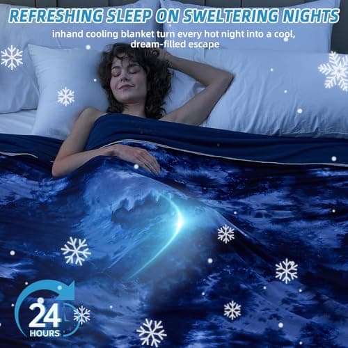 inhand Cooling Blanket King Size (90"x108"), Cooling Blankets for Hot Sleepers, Absorbs Heat to Keep Adults Cool for Summer Nights Sweats, Thin Cold Lightweight Blanket for Couch Bed, Navy — view 4