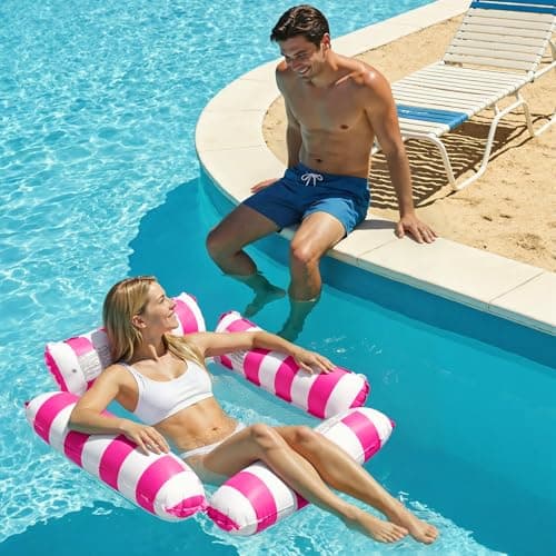Korlon Tec 2 Pack Pool Floats Adult, 4-in-1 Multi-Purpose Inflatable Pool Floats Water Hammock Lounge Chair, Pool Rafts Floaties for Adults Swimming Summer Lake Beach