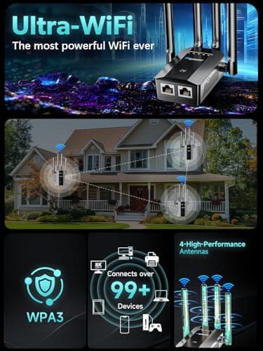 2026 New WiFi Extender Signal Booster for Home, 15715sq.ft Long Range WiFi Repeater Wireless Routers Signal Amplifier, Mesh WiFi 15X Faster Access Point with Ethernet Port, Easy Setup, 5 Working Mode — view 5