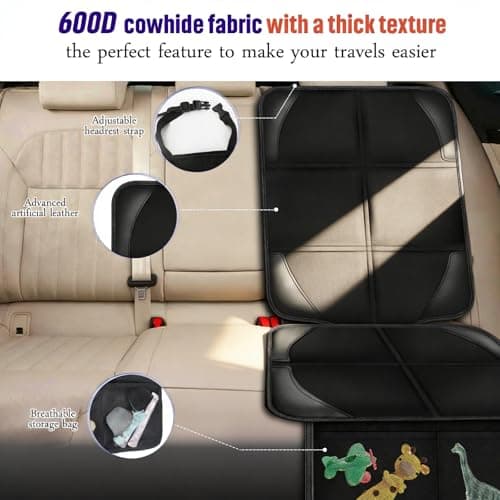 Bacgnyer Car Seat Protector, 1 Pack Carseat Seat Protectors with Thick Padding and Non-Slip Backing, Waterproof 600D Fabric Car Seat Cover for Baby Child Car Seats with 2 Mesh Pockets — view 4