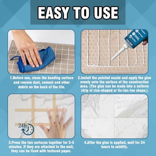 Construction Adhesive Heavy Duty, Cement Glue for Concrete, Floor, Wall, Stone, Wood and More, 7.4 Ounce Tile Squeeze Tube, Suitable for Rough Bonding Surface (220ml*1) — view 4
