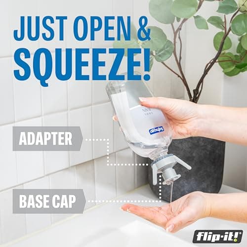 Flip-It! 2-Pack Premium Bottle Emptying Kit – No more wasted product - Fits most plastic bottles – Get out every drop of Shampoos, Lotions, & More – 2 Base Caps, 6 Adapters – Pastel Color Edition — view 4