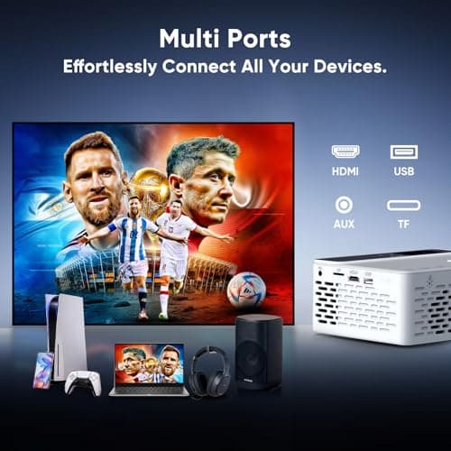 TMY Native 1080P Smart projector with WiFi and Bluetooth, Compatible with Netflix/Prime Video/YouTube, for Smartphone/TV Stick/HDMI/USB, indoor & outdoor use, Camping, Gaming — view 4