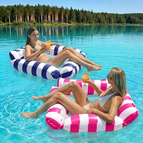Korlon Tec 2 Pack Pool Floats Adult, 4-in-1 Multi-Purpose Inflatable Pool Floats Water Hammock Lounge Chair, Pool Rafts Floaties for Adults Swimming Summer Lake Beach — view 4