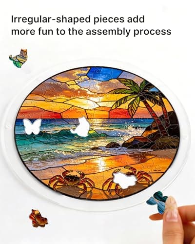 83 Pieces Acrylic Puzzle Suncatcher, Stained Glass Owl Tropical Flower — view 3