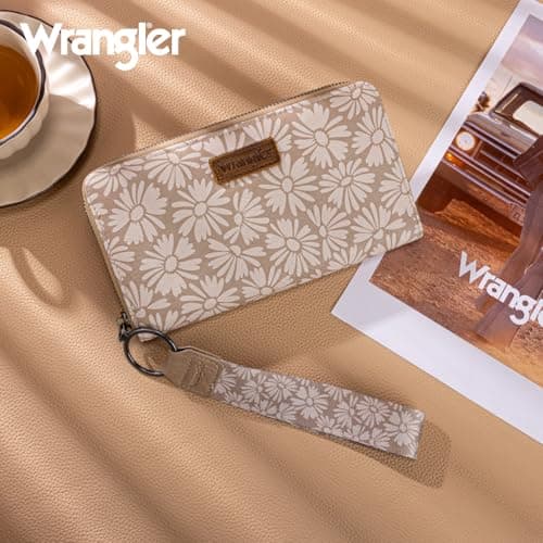 Wrangler Women's Khaki Daisy Wallet Wallets, Card Cases & Money Organizers Large Capacity Phone Wallet Ladies Female Wallets with Smooth Zipper and ID Window — view 5