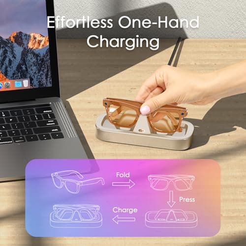 Charging Station for Meta Ray-Ban Glasses - Wayfarer, Skyler, Headliner & Oakley Meta HSTN Charger with LED Indicator (USB-C Powered - Starlight) — view 4