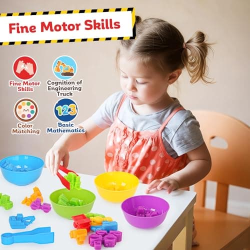 Counting Construction Vehicles Color Sorting Matching Games for Toddlers 3-5, Preschool Educational Learning Fine Motor Counting Transportation Matching Classroom Sensory Table Toys for Boys Girls — view 5