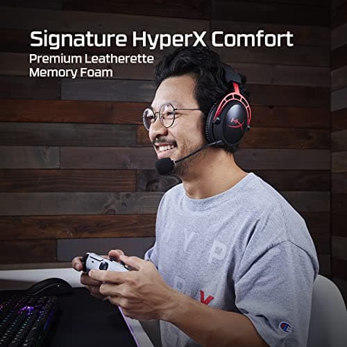 HyperX Cloud Alpha Wireless - Gaming Headset for PC, 300-hour battery life, DTS Headphone:X Spatial Audio, Memory foam, Dual Chamber Drivers, Noise-canceling mic, Durable aluminum frame,Red — view 4