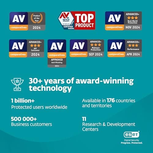 ESET NOD32 Antivirus | 2025 Edition | 1 Device | 1 Year | Antivirus Software | Gamer Mode | Light System Footprint | Official Download with License [PC/Mac Online Code]