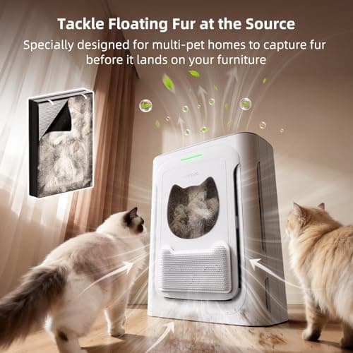 uahpet Pet Air Purifier for Home, Reduce Pet Hair, Dander, Odors, Dust, Smoke for Large Rooms up to 2100 Ft², Air Cleaner with H13 HEPA, Washable Pre-Filter & Air Quality Monitor, White+Gray