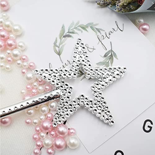 UOUYOO Silver 13 Inches Star Wand Angel Wand Princess Fairy Wand for Halloween, Christmas, Thanksgiving, Holiday Shows — view 4