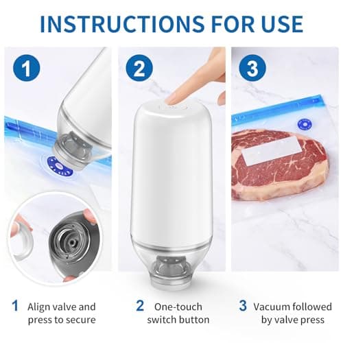 BAMCOO Vacuum Sealer for Food, Powerful Handheld Vacuum Sealer Machine, Portable Food Sealer for Food Storage, Camping, Reusable Vacuum Bags Compatibility, White(Pump Only) — view 3