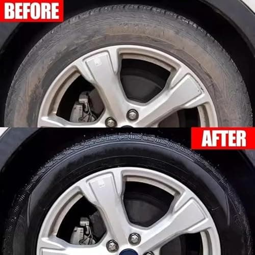 Tyre Nourish Cream, Tire Shine Wax for Car Tires, Restorement Black Gloss, Sun Prevention Water-Proof Tire Care, Wheel Refurbishment Polish for Long-Lasting Shine and Clean, Black Glossy Tire (3)