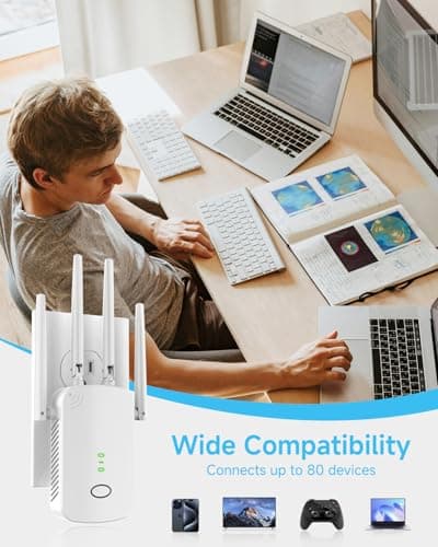 WiFi Extender, Wall - Plug Home 2.4G WiFi Extender Signal Booster – 10888 Sq Ft, 80 Devices Supported & 1-Tap Simple Setup, WiFi Repeater for Home & Outdoor Use — view 3