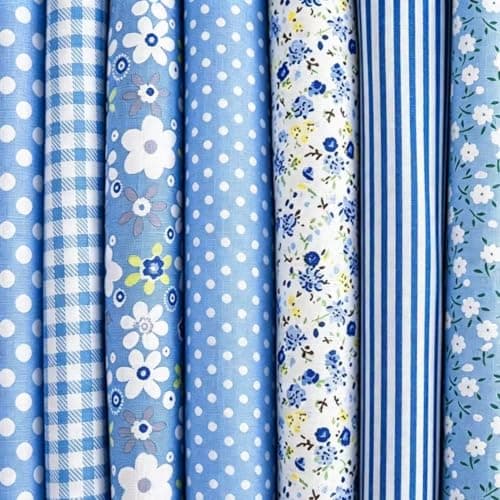 9.8"*9.8"(25cm*25cm) Cotton Fabric DIY Making Supplies Quilting Patchwork Fabric Fat Quarter Bundles DIY for Quilting Cotton Patchwork Cushions (Blue, 9.8" x 9.8") — view 2