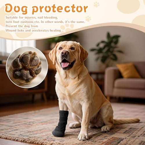 Dog Paw Wound Recovery Boot, Breathable Dog Bootie for Injured Paw, Anti-Slip Dog Shoe with Self-Adhesive Strap, Protector for Outdoor Walking & Keep Dogs from Licking Wounds (M) — view 4