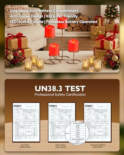 Homemory 24Pack Red Flickering Flameless Votive Candles, 200+Hour Electric Fake Candles, Battery Operated LED Tealight for Wedding, Outdoor, Table, Festival (Warm White,Battery Included) — view 5