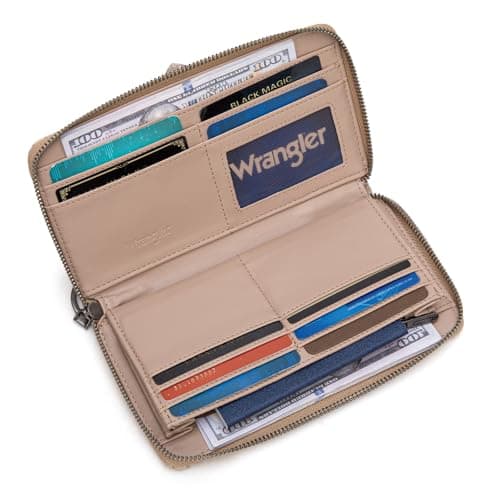 Wrangler Women's Khaki Daisy Wallet Wallets, Card Cases & Money Organizers Large Capacity Phone Wallet Ladies Female Wallets with Smooth Zipper and ID Window — view 2