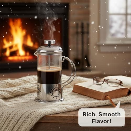 Single Serve French Press Coffee Maker - 12 oz Glass & Stainless Brewer — view 2
