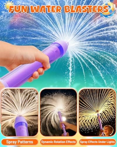 4 Pack Water Gun Wide Spray Water Squirt Gun for Kids Adults, Sparkle Burst Spray Water Blasters for Kids Ages 4-12, Water Shooters for Pool Toy Swimming Beach Backyard Outdoor Party Favors