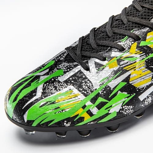 PMKZSES High-Top Soccer Cleats for Outdoor Training Matches Football Shoes Black — view 3