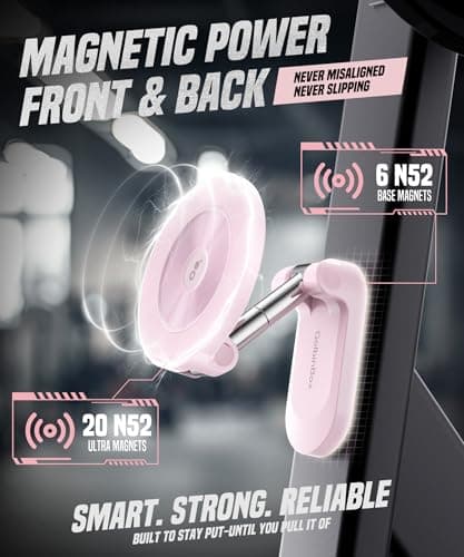 GolbinBox Magnetic Gym Phone Holder for MagSafe, All Metal Dual-Magnet Mount for iPhone and Android, 360° Adjustable Tri-Axis, Gym Essentials for Bodybuilder Men Women Recording Fitness Exercise, Pink