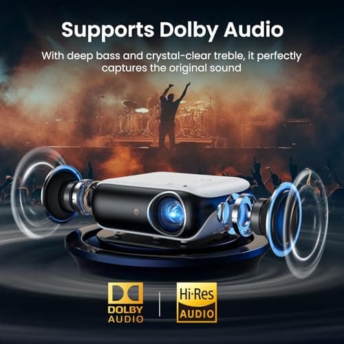 HAPPRUN Native 1080P Projector, Bluetooth Home Theater Movie Projector with Built-in Speaker, Compatible with Smartphone, HDMI, Fire Stick, PS5, Indoor & Outdoor Use -With Google TV System — view 4