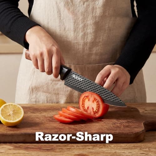 KEPEAK 6PCS Knife Set, Kitchen Knife Set with Nonstick Diamond Coating, High Carbon Stainless Steel Chef Knife Set with Cleaver and Scissors, Rustproof, Gift Box, for Home Kitchen, Chef Gifts — view 4
