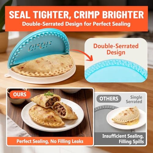 GizGiz Double-Serrated Tortilla Sealer, Empanada Maker Press, Tortilla Crimper for 8 Inch Tacos, Burrito Tortilla & Quesadilla, BPA-Free, Dishwasher Safe, Blue — view 3