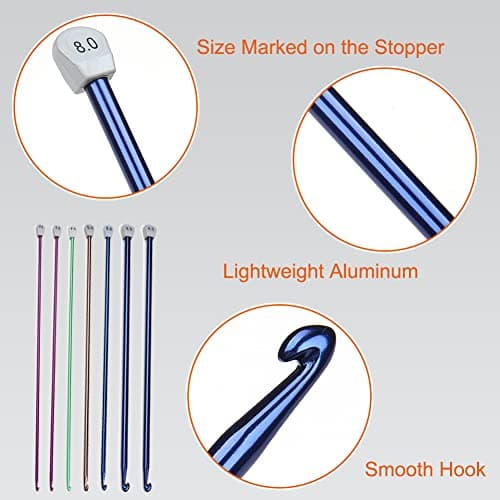 Tunisian Crochet Hook 7.0 mm, Aeelike Extra Long Afghan Hook Aluminum Durable for Beginners and Crochet Hook Lovers,Tunisian Knitting Needles for Crocheting Blankets Scarves Bags Sweater — view 2