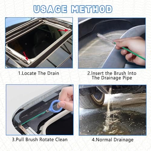 HABNVUON Auto Sunroof Drain Cleaning Tool, Car Pipe Cleaning Brush, 118 Inch Long Flexible Drain Brush Pipe Cleaners for Car, Skinny Pipe Drain Dredge Cleaning Tool for Car Sunroof, Windshields (3M) — view 5