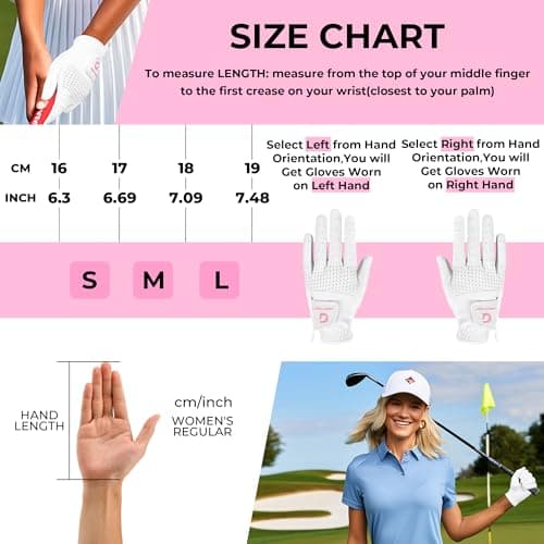 AIGEVTURE Womens Golf Gloves Left Hand Ladies Golf Gloves Breathable Yoga Mesh Back for Fashion Conscious Golfers White L — view 4