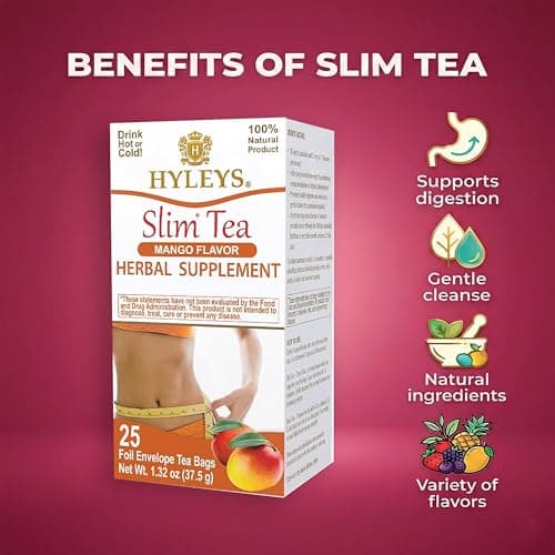 Hyleys Slim Tea Mango Flavor - Weight Loss Herbal Supplement Cleanse and Detox - 25 Tea Bags (1 Pack) — view 3