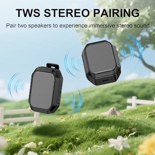 Xinborry Wearable Bluetooth Speaker,IPX7 Waterproof Outdoor Speakers,Clip-On Wireless Small Portable Speaker with Bluetooth 6.0,TWS,Hands-Free Calls for Work,Golf,Camping — view 2
