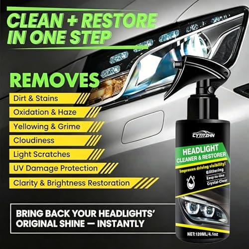 CYTITZHN Headlight Restoration Spray – Instant Oxidation, Yellowing & Stain Removal, Restores Cloudy Headlamps to Like New, Portable Cleaner for All Cars – 120ml/4.01oz