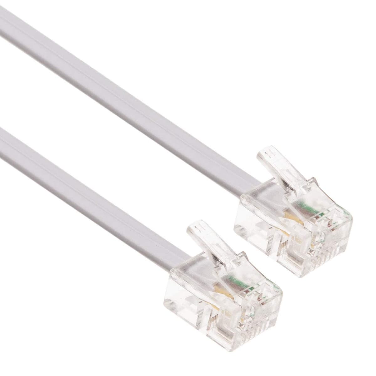 Keple RJ11 Cable ADSL 10m de Extensión Telefónico Conector Telecom de Banda Ancha de Internet de Alta Velocidad de Macho a Macho Enrutador y Módem a RJ11 Enchufe de Teléfono, Microfiltro (Blanco)